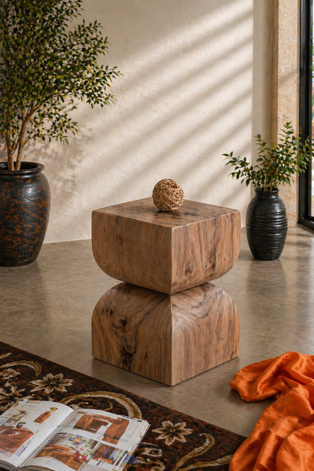 Solid Wood Damru Stool