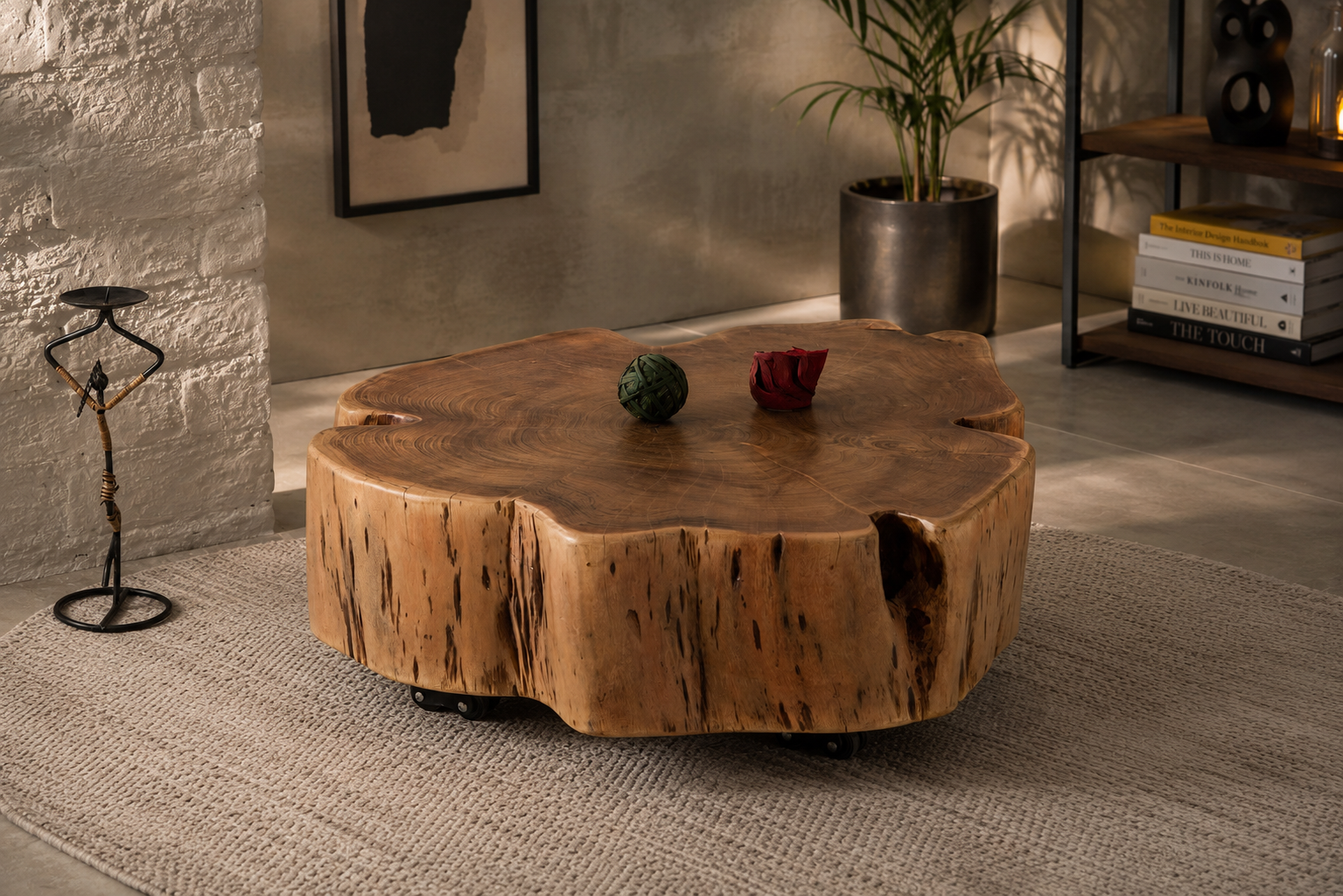 Tree pad coffee Table With Wheels