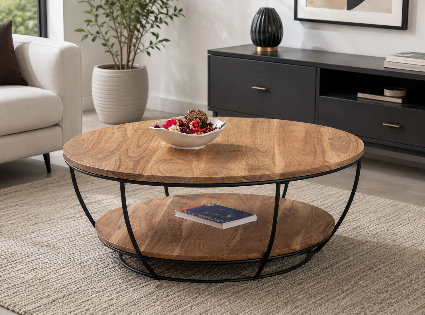 Round Double Top Coffee Table