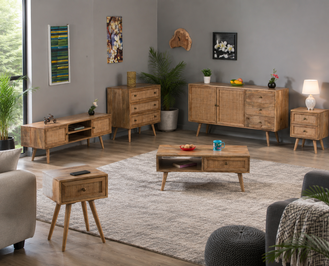 Rattan Large Sideboard